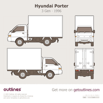 1996 Hyundai Porter 3 Gen ∙ III Box Truck ∙ SWB Van blueprint